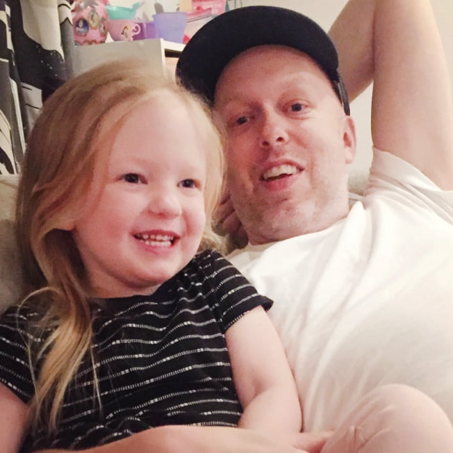 Leighton, a child RYLAZE patient, spending time with her father 